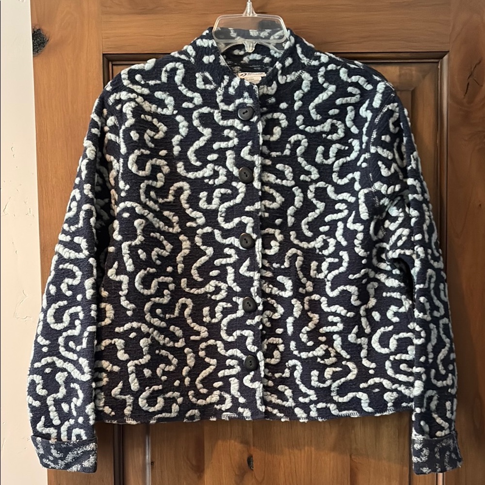Navy and White Patterned Women's Jacket